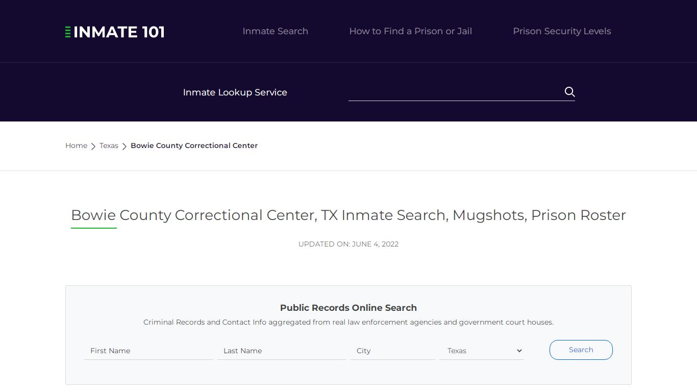 Bowie County Correctional Center, TX Inmate Search, Mugshots, Prison ...