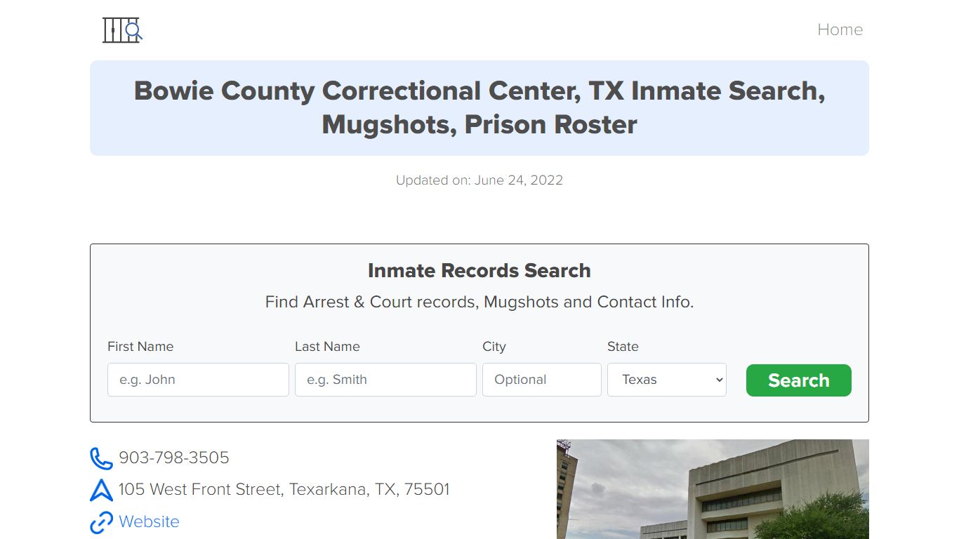 Bowie County Correctional Center, TX Inmate Search, Mugshots, Prison ...